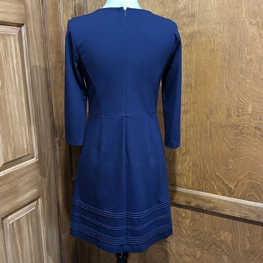 Talbots Navy Blue Ponte Knit Dress Size 6 Petite - EUC